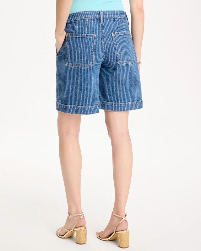 Striped Denim Trouser Shorts - image 3